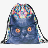Cat Drawstring backpack with 3D printing