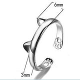Women's Adjustable Ring with Cat Ears -  Silver