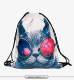 Cat Drawstring backpack with 3D printing